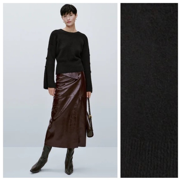NWOT. Massimo Dutti Limited Edition Black Wool Blend Sweater. Size M.